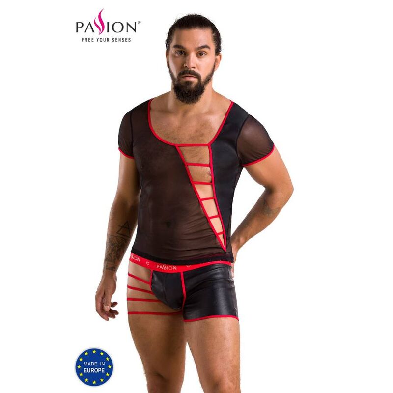 Imagen que nos facilita PASSION MEN de su producto erótico PASSION - 055 SET MARK NEGRO S/M para nuestra categoría "MODA & LENCERÍA|Lencería Hombre|Packs Lencería Masculina".