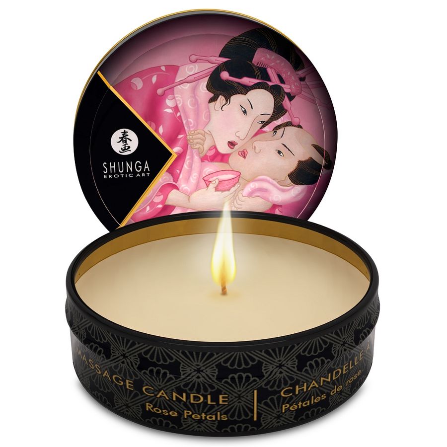 Imagen que nos facilita SHUNGA CANDLES de su producto erótico SHUNGA - MINI CARESS BY CANDELIGHT VELA MASAJE ROSAS 30 ML para nuestra categoría "DROGUERÍA |Para Masajes|Velas de Masaje".