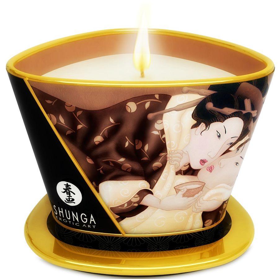 Imagen que nos facilita SHUNGA CANDLES de su producto erótico SHUNGA - MINI CARESS BY CANDELIGHT VELA MASAJE CHOCOLATE 170 ML para nuestra categoría "DROGUERÍA |Para Masajes|Velas de Masaje".