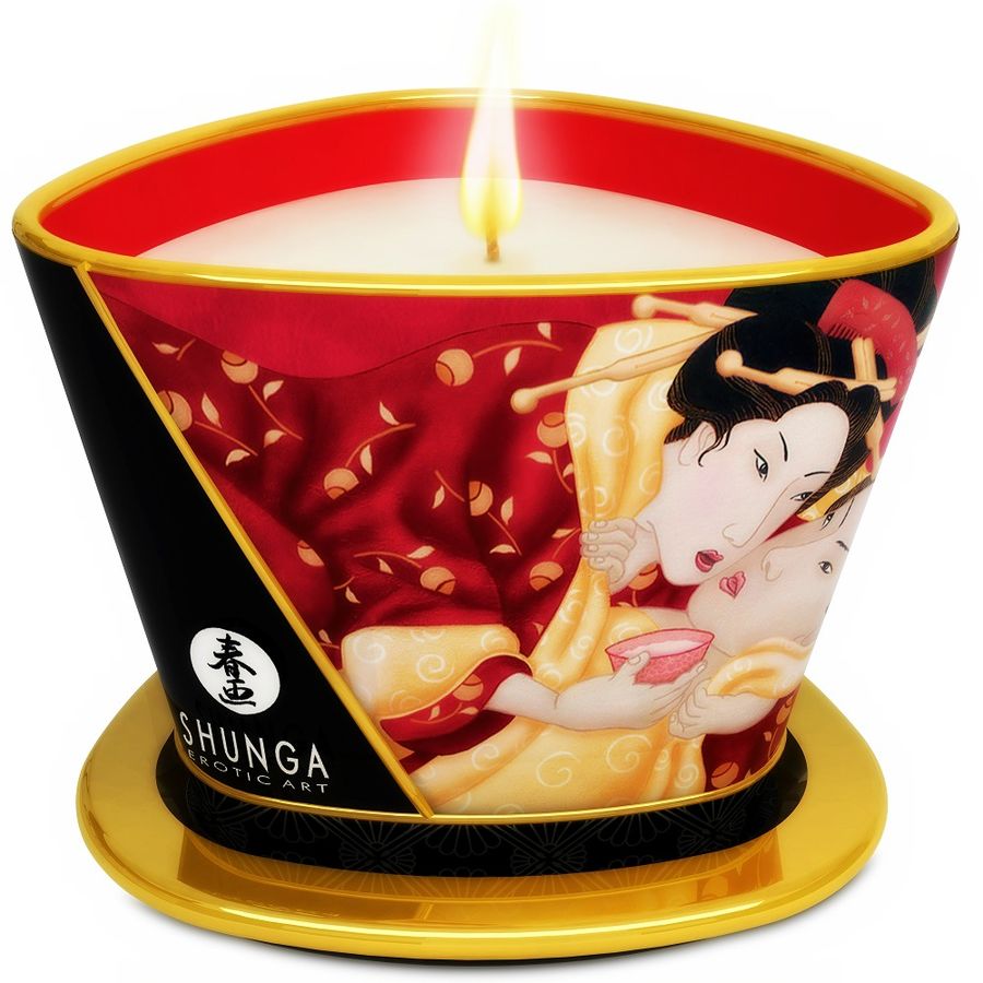 Imagen que nos facilita SHUNGA CANDLES de su producto erótico SHUNGA - MINI CARESS BY CANDELIGHT VELA MASAJE FRESAS Y CAVA 170 ML para nuestra categoría "DROGUERÍA |Para Masajes|Velas de Masaje".