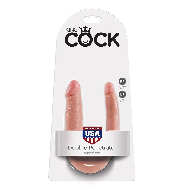 Imagen que nos facilita KING COCK de su producto erótico KING COCK - DILDO DOBLE PENETRACIÓN 12.7 CM NATURAL para nuestra categoría "JUGUETES BIENESTAR |Dildos sin Vibración|Penes dobles".