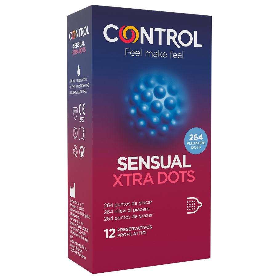 Imagen que nos facilita CONTROL CONDOMS de su producto erótico CONTROL - XTRA DOTS 12 UDS para nuestra categoría "PRESERVATIVOS |Puntos y Estrías".