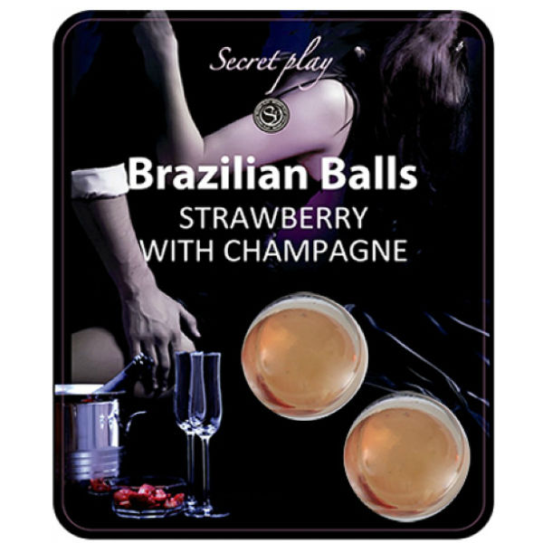 Imagen que nos facilita SECRETPLAY COSMETIC de su producto erótico SECRETPLAY - SET 2 BRAZILIAN BALLS FRESAS CON CAVA para nuestra categoría "DROGUERÍA |Lubricantes|Bolas Brazilian Balls".