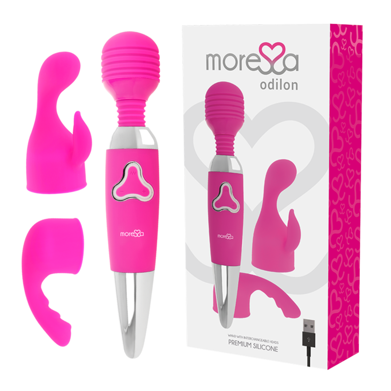 Imagen que nos facilita MORESSA de su producto erótico MORESSA - ODILON WAND POTENTE MOTOR MAS DOS CABEZALES PREMIUM SILICONE RECARGABLE para nuestra categoría "JUGUETES BIENESTAR |Vibradores|Vibrador WAND".