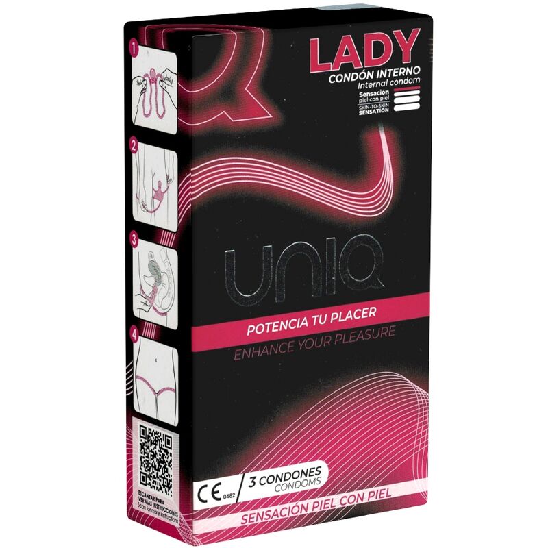 Imagen que nos facilita UNIQ de su producto erótico UNIQ -  LADY CONDOM PRESERVATIVOS FEMENINOS CON LIGUERO SIN LATEX 3 UNIDADES para nuestra categoría "PRESERVATIVOS |Sin Latex".