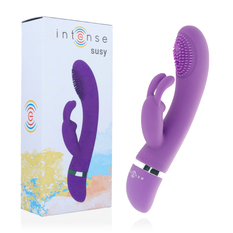 Imagen que nos facilita INTENSE FUN de su producto erótico INTENSE - SUSY VIBRADOR OSCILANTE SILICONA RABBIT LILA para nuestra categoría "JUGUETES BIENESTAR |Vibradores|Vibradores Rabbit".