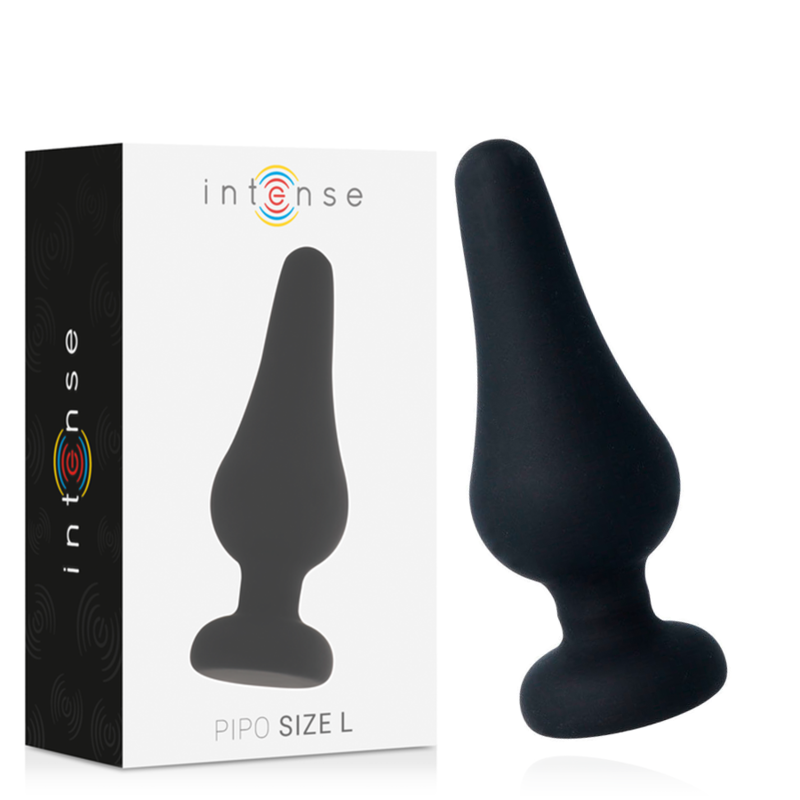 Imagen que nos facilita INTENSE ANAL TOYS de su producto erótico INTENSE - ANAL PLUG PIPO L SILICONE NEGRO 13 CM para nuestra categoría "JUGUETES BIENESTAR |Anal|Plugs Anales".