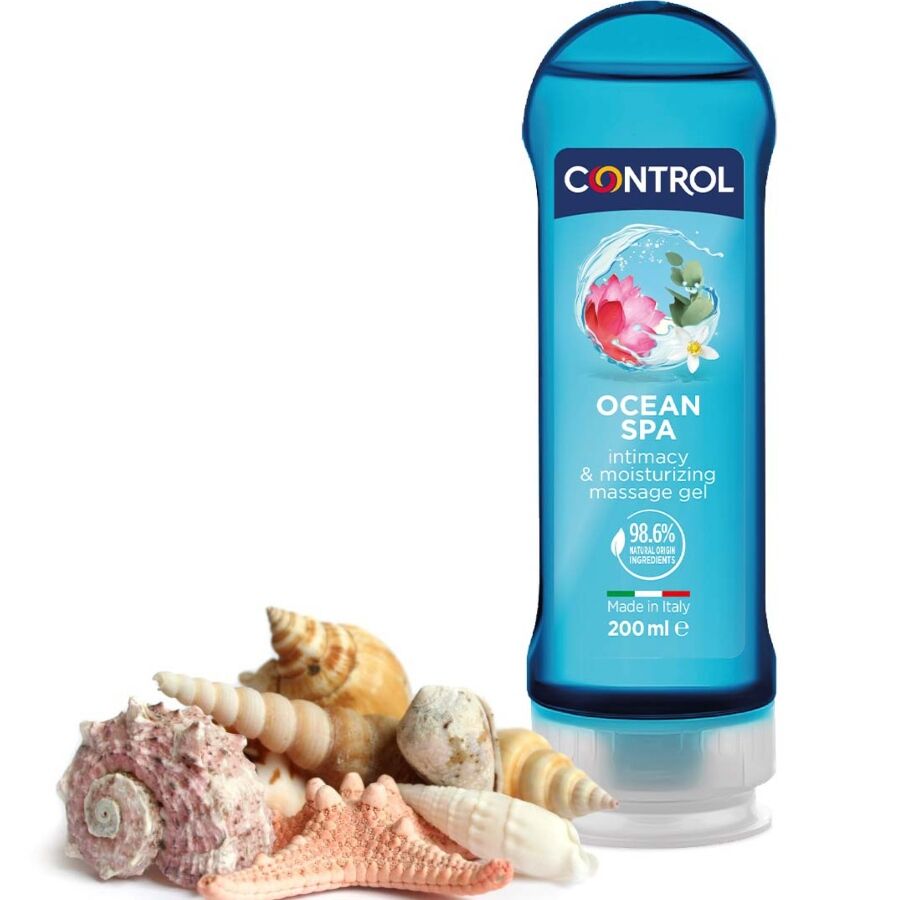 Imagen que nos facilita CONTROL LUBES de su producto erótico CONTROL - 2 EN 1 MASSAGE & PLEASURE MEDITERRANEAN SEA 200 ML para nuestra categoría "DROGUERÍA |Para Masajes|Aceites sin sabores".