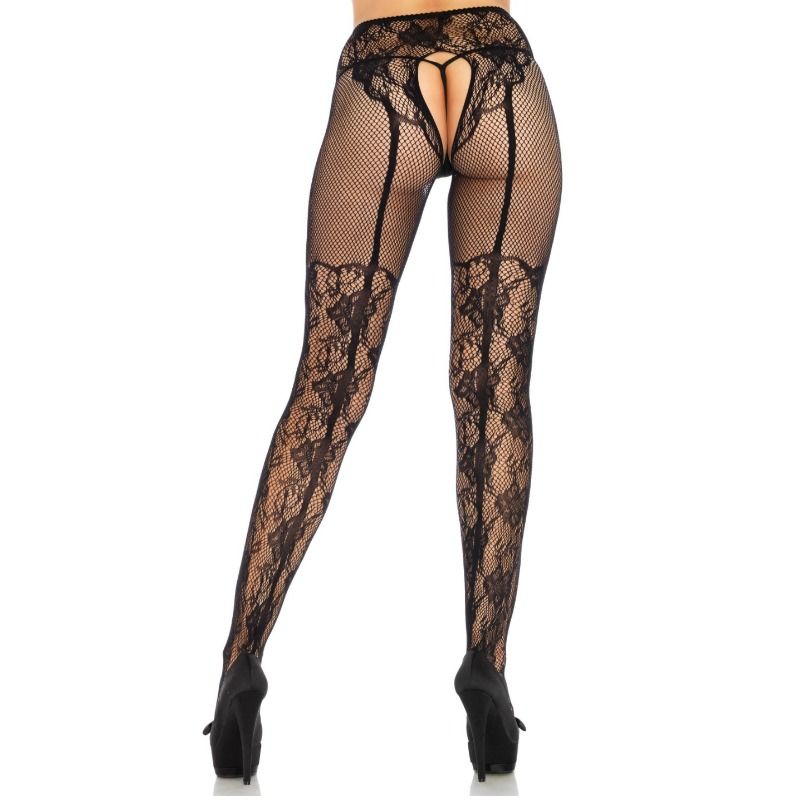 Imagen que nos facilita LEG AVENUE HOSIERY de su producto erótico LEG AVENUE - MEDIAS ALTAS CON ABERTURA TRASERA DISEÑO FLORAL TALLA UNICA para nuestra categoría "MODA & LENCERÍA|Lencería Mujer|Lencería Sexy|Medias".