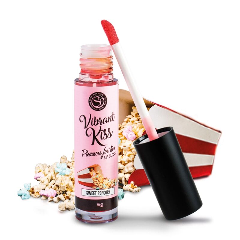 Imagen que nos facilita SECRETPLAY COSMETIC de su producto erótico SECRETPLAY - LIP GLOSS VIBRANT KISS  PALOMITAS DULCES para nuestra categoría "DROGUERÍA |Para Sexo Oral".