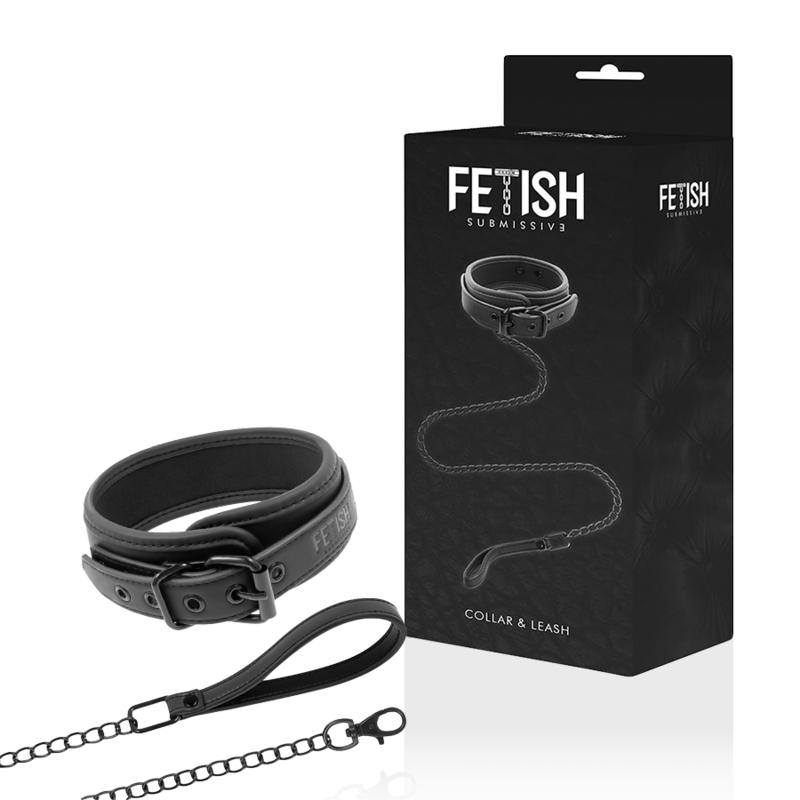 Imagen que nos facilita FETISH SUBMISSIVE BONDAGE de su producto erótico FETISH SUBMISSIVE - COLLAR CON CADENA CON FORRO DE NOPRENO para nuestra categoría "BDSM & BONDAGE |Bondage|Collares".