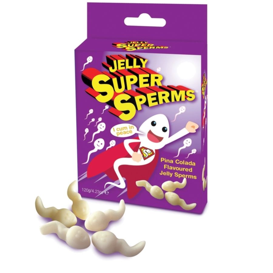 Imagen que nos facilita SPENCER & FLETWOOD de su producto erótico SPENCER & FLEETWOOD - JELLY SUPER SPERM GOMINOLAS FORMA ESPERMA 120 GR para nuestra categoría "ARTÍCULOS VARIOS|Dulces|Golosinas Divertidas".