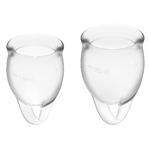 Imagen que nos facilita SATISFYER MENSTRUAL CUPS de su producto erótico SATISFYER - FEEL CONFIDENT KIT COPA MENSTRUAL TRANSPARENTE 15 + 20 ML para nuestra categoría "DROGUERÍA |Copas vaginales".