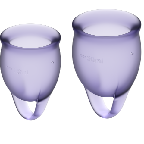 Imagen que nos facilita SATISFYER MENSTRUAL CUPS de su producto erótico SATISFYER - FEEL CONFIDENT KIT COPA MENSTRUAL LILA 15 + 20 ML para nuestra categoría "DROGUERÍA |Copas vaginales".