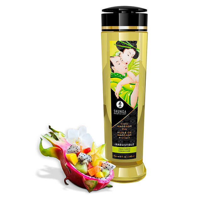 Imagen que nos facilita SHUNGA OILS de su producto erótico SHUNGA - ACEITE DE MASAJE ERÓTICO IRRESISTIBLE 240ML para nuestra categoría "DROGUERÍA |Para Masajes|Aceites con Sabores".