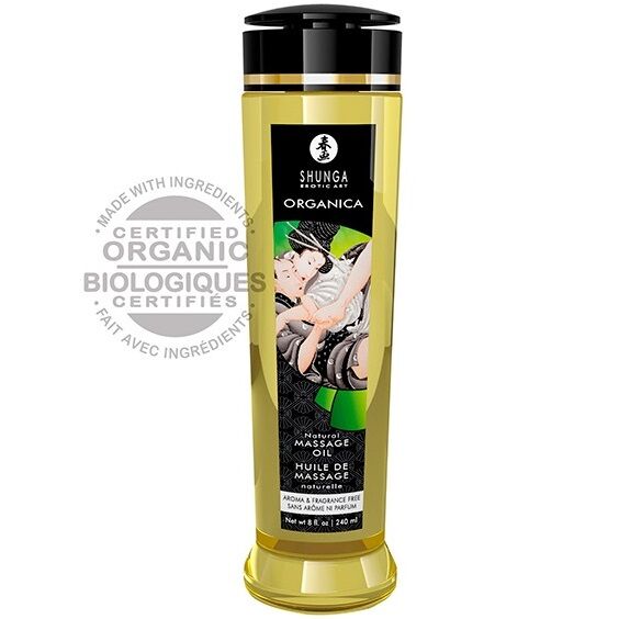 Imagen que nos facilita SHUNGA OILS de su producto erótico SHUNGA - ACEITE DE MASAJE ORGANICO NATURAL 240 ML para nuestra categoría "DROGUERÍA |Para Masajes|Aceites sin sabores".