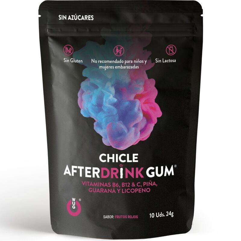 Imagen que nos facilita WUG GUM de su producto erótico WUG GUM - AFTER DRINK CHICLE RESACA 10 UNIDADES para nuestra categoría "DROGUERÍA |Complementos Alimenticios|Chicles Estimulantes".