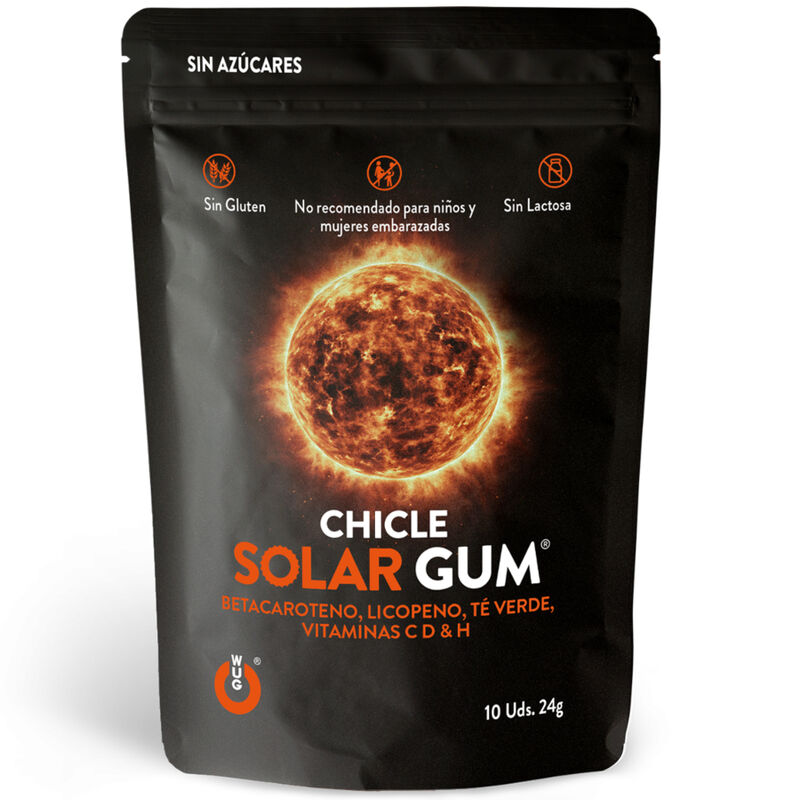 Imagen que nos facilita WUG GUM de su producto erótico WUG GUM - SOLAR CHICLE BRONCEADO 10 UNIDADES para nuestra categoría "DROGUERÍA |Complementos Alimenticios|Chicles Estimulantes".