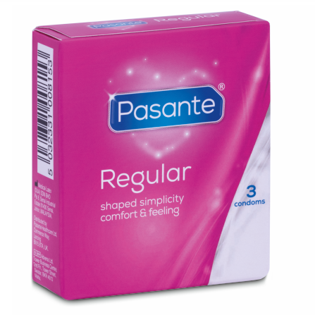 Imagen que nos facilita PASANTE de su producto erótico PASANTE - CONDOM GAMA REGULAR 3 UNIDADES para nuestra categoría "PRESERVATIVOS |Normales".