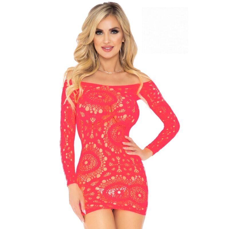 Imagen que nos facilita LEG AVENUE DRESSES de su producto erótico LEG AVENUE - MINI VESTIDO DE ENCAJES MANGA LARGA ROJO TALLA UNICA para nuestra categoría "MODA & LENCERÍA|Lencería Mujer|Lencería Picante|Vestidos Sexys".