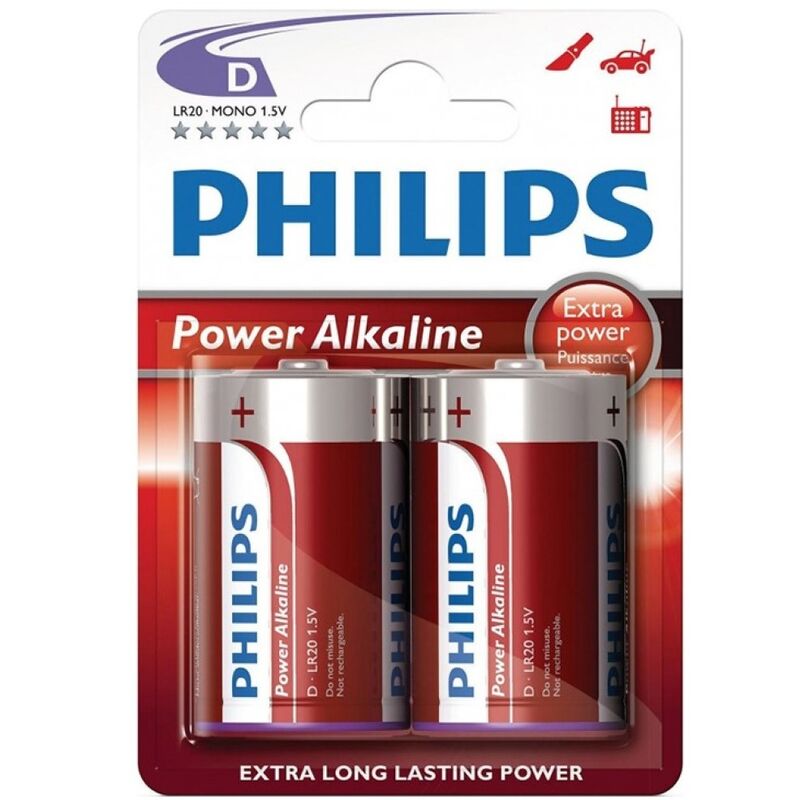 Imagen que nos facilita PHILLIPS de su producto erótico PHILIPS - POWER ALKALINE PILA D LR20 BLISTER*2 para nuestra categoría "ARTÍCULOS VARIOS|Pilas".