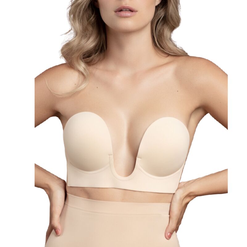 Imagen que nos facilita BYE BRA - BRAS de su producto erótico BYE-BRA - SUJETADOR SIN ASAS EN U BEIGE COPA A para nuestra categoría "MODA & LENCERÍA|Lencería Mujer|Lencería Sexy|Sujetadores".