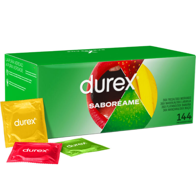 Imagen que nos facilita DUREX CONDOMS de su producto erótico DUREX - PLEASURE FRUITS 144 UNIDADES para nuestra categoría "PRESERVATIVOS |Sabores".