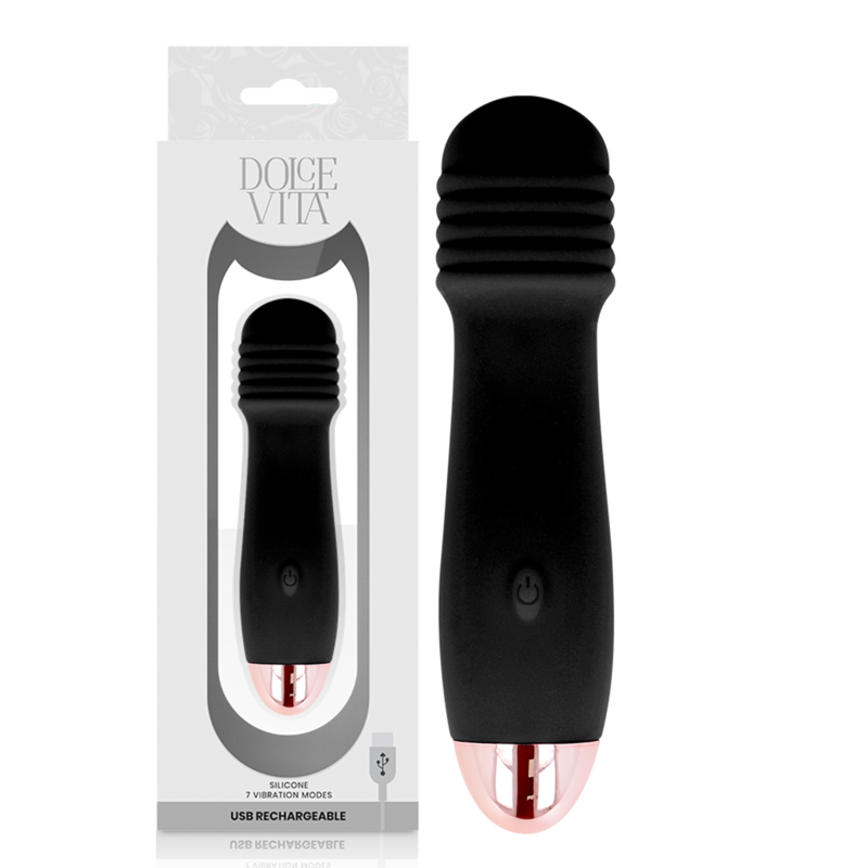 Imagen que nos facilita DOLCE VITA de su producto erótico DOLCE VITA - VIBRADOR RECARGABLE TRES NEGRO 7 VELOCIDADES para nuestra categoría "JUGUETES BIENESTAR |Juguetes para Mujeres|Estimuladores|Para Clítoris".