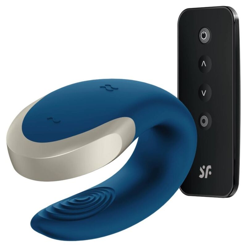 Imagen que nos facilita SATISFYER PARTNER de su producto erótico SATISFYER - APP DOUBLE LOVE VIBRADOR PAREJAS LUXURY AZUL para nuestra categoría "JUGUETES BIENESTAR |Vibradores|Vibradores control remoto".