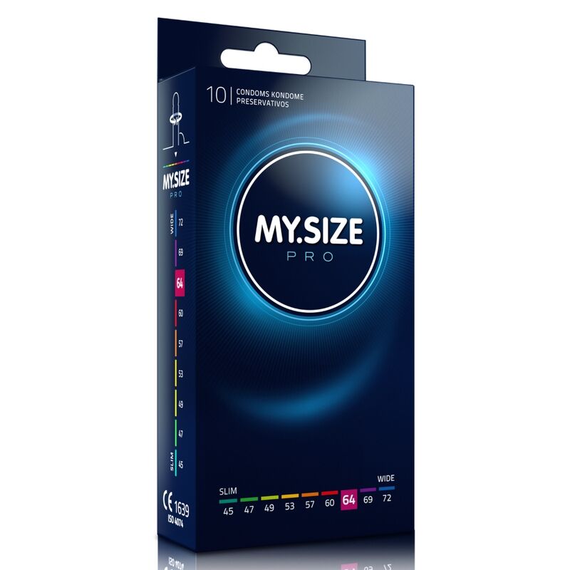 Imagen que nos facilita MY SIZE PRO de su producto erótico MY SIZE - PRO PRESERVATIVOS 64 MM 10 UNIDADES para nuestra categoría "PRESERVATIVOS |Todas las tallas|Tamaño XL (Grandes)".