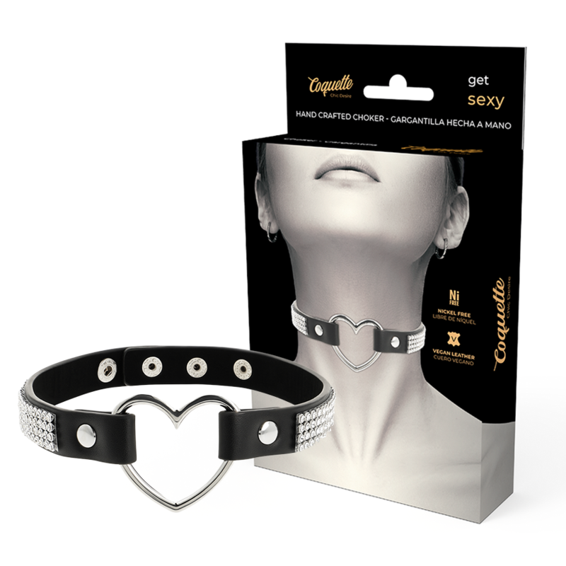 Imagen que nos facilita COQUETTE ACCESSORIES de su producto erótico COQUETTE CHIC DESIRE - CHOKER CUERO VEGANO CORAZON para nuestra categoría "BDSM & BONDAGE |Bondage|Collares".