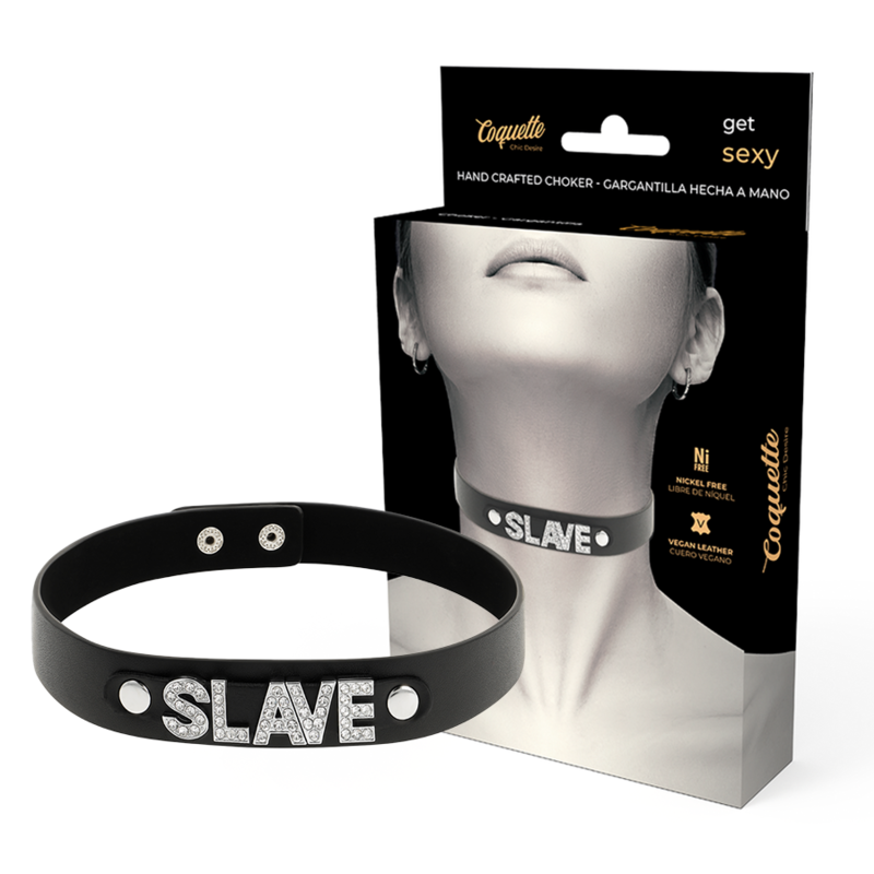 Imagen que nos facilita COQUETTE ACCESSORIES de su producto erótico COQUETTE CHIC DESIRE - CHOKER CUERO VEGANO SLAVE para nuestra categoría "BDSM & BONDAGE |Bondage|Collares".