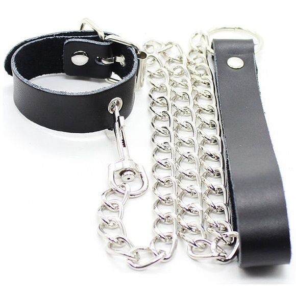 Imagen que nos facilita OHMAMA FETISH de su producto erótico OHMAMA FETISH - COLLAR PARA PENE Y CORREA PIEL CON CADENA METALICA para nuestra categoría "BDSM & BONDAGE |Bondage|Collares".