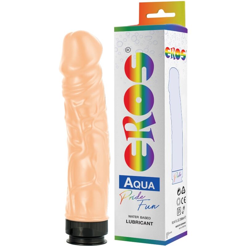 Imagen que nos facilita PRIDE de su producto erótico PRIDE - EROS AQUA LGBT PRIDE DILDO CON LUBRICANTE BASE AGUA para nuestra categoría "JUGUETES BIENESTAR |Dildos sin Vibración|Penes realisticos".