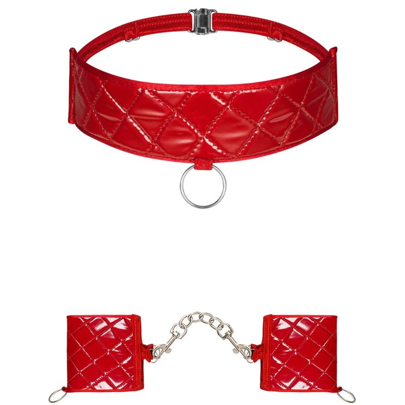 Imagen que nos facilita OBSESSIVE ACCESSORIES de su producto erótico OBSESSIVE - HUNTERIA ESPOSAS Y CHOKER para nuestra categoría "BDSM & BONDAGE |Bondage|Sets Bondage".