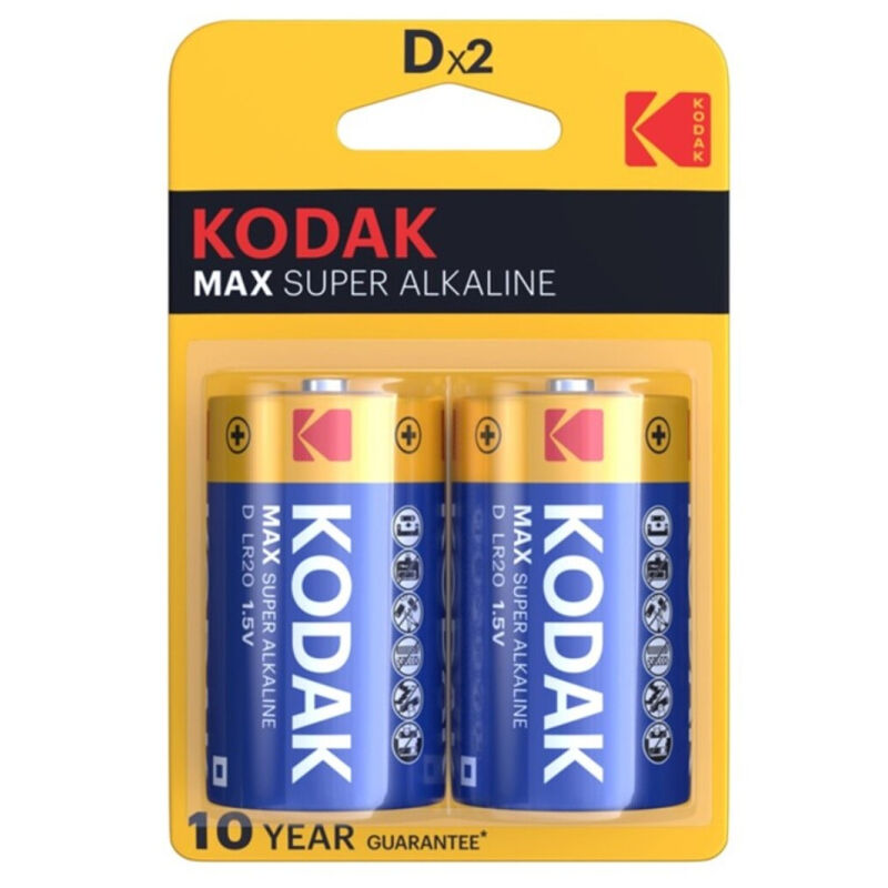 Imagen que nos facilita KODAK de su producto erótico KODAK - MAX PILA ALCALINA D LR20 BLISTER*2 para nuestra categoría "ARTÍCULOS VARIOS|Pilas|Pilas Alcalinas".