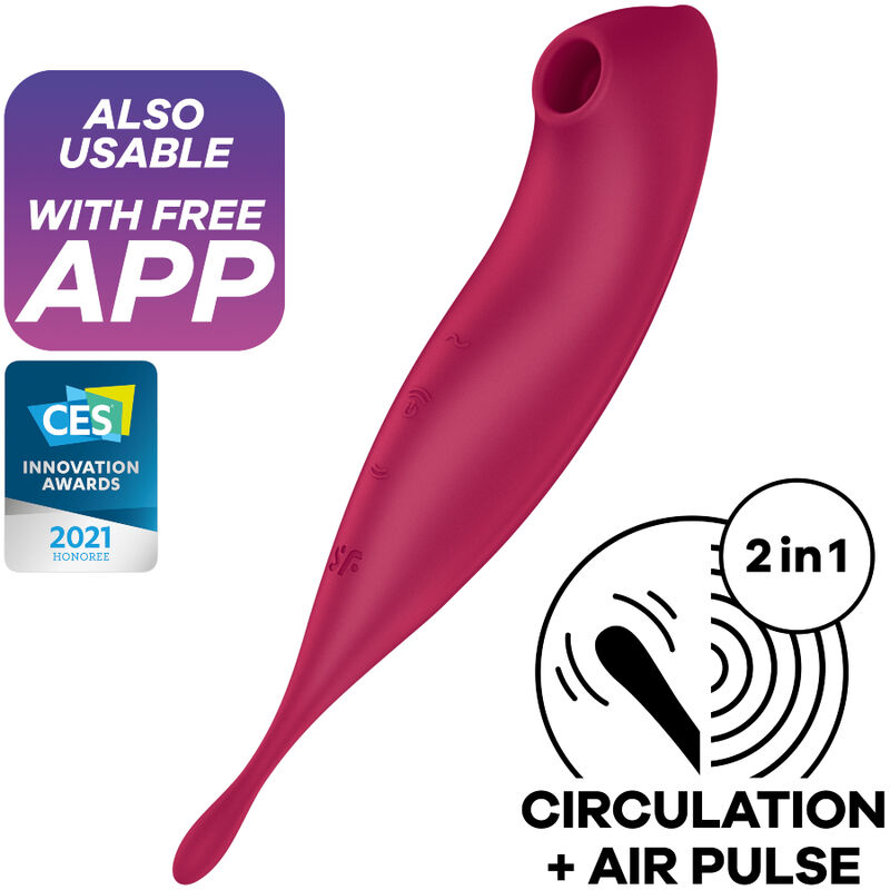 Imagen que nos facilita SATISFYER CONNECT de su producto erótico SATISFYER - TWIRLING PRO+ ESTIMULADOR Y VIBRADOR APP ROJO para nuestra categoría "JUGUETES BIENESTAR |Vibradores|Vibradores con APP".