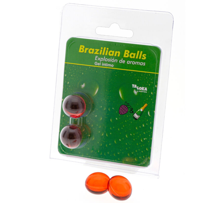 Imagen que nos facilita TALOKA de su producto erótico TALOKA - BRAZILIAN BALLS GEL ÍNTIMO FRESAS & CHAMPN 2 BOLAS para nuestra categoría "DROGUERÍA |Lubricantes|Bolas Brazilian Balls".