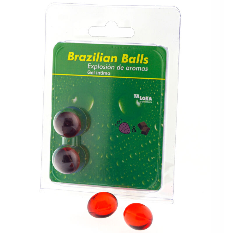 Imagen que nos facilita TALOKA de su producto erótico TALOKA - BRAZILIAN BALLS GEL ÍNTIMO FRESA & CHOCOLATE 2 BOLAS para nuestra categoría "DROGUERÍA |Lubricantes|Bolas Brazilian Balls".