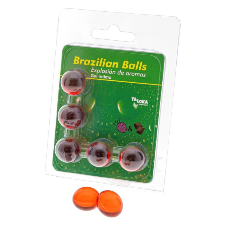 Imagen que nos facilita TALOKA de su producto erótico TALOKA - BRAZILIAN BALLS GEL ÍNTIMO FRESA & CHOCOLATE 5 BOLAS para nuestra categoría "DROGUERÍA |Lubricantes|Bolas Brazilian Balls".