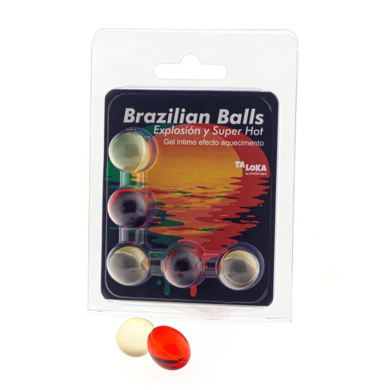 Imagen que nos facilita TALOKA de su producto erótico TALOKA - BRAZILIAN BALLS GEL EXCITANTE EFECTO SUPER CALIENTE 5 BOLAS para nuestra categoría "DROGUERÍA |Lubricantes|Bolas Brazilian Balls".