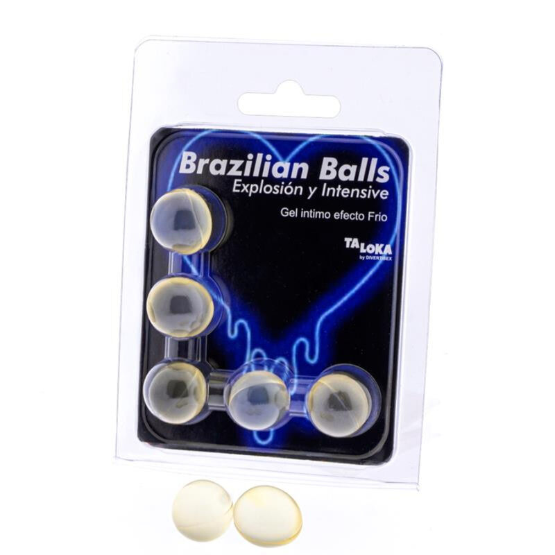 Imagen que nos facilita TALOKA de su producto erótico TALOKA - BRAZILIAN BALLS GEL EXCITANTE EFECTO FRIO Y VIBRACIÓN 5 BOLAS para nuestra categoría "DROGUERÍA |Lubricantes|Efecto Frío".