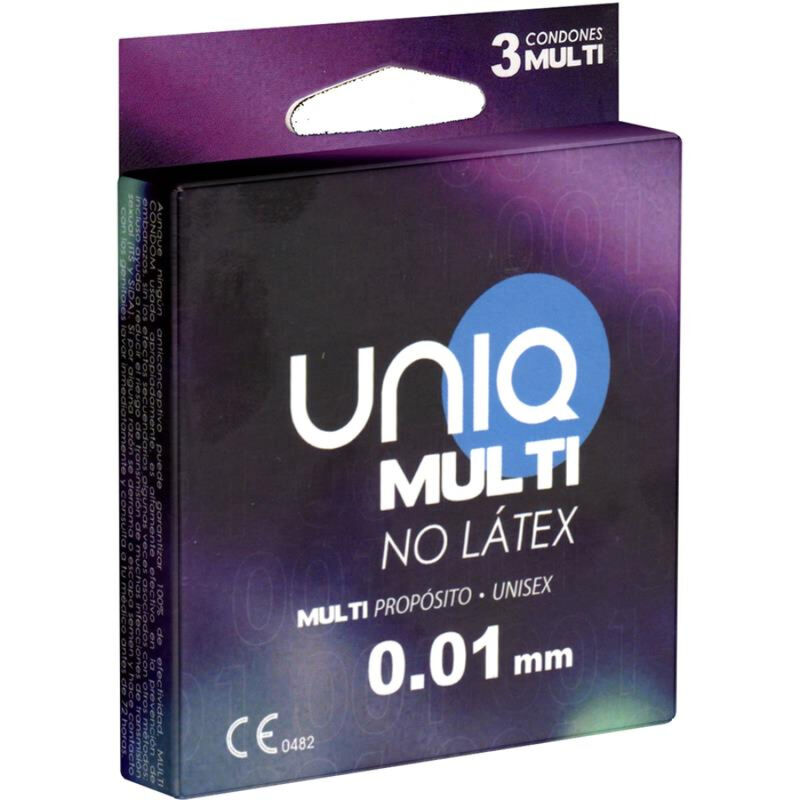 Imagen que nos facilita UNIQ de su producto erótico UNIQ - MULTI PRESERVATIVOS SIN LATEX 3 UNIDADES para nuestra categoría "PRESERVATIVOS |Sin Latex".