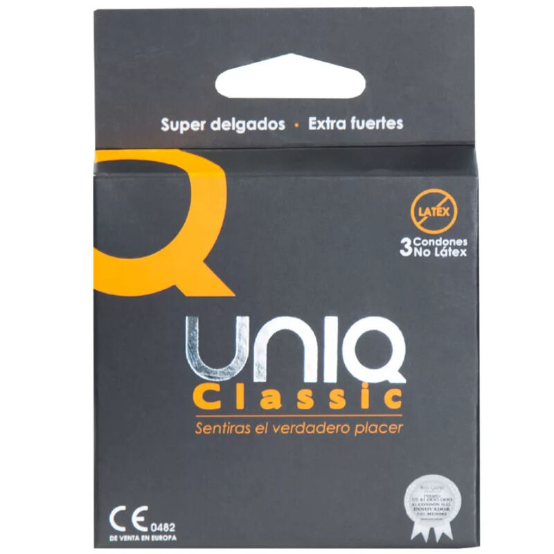 Imagen que nos facilita UNIQ de su producto erótico UNIQ - CLASSIC PRESERVATIVOS SIN LATEX 3 UNIDADES para nuestra categoría "PRESERVATIVOS |Sin Latex".