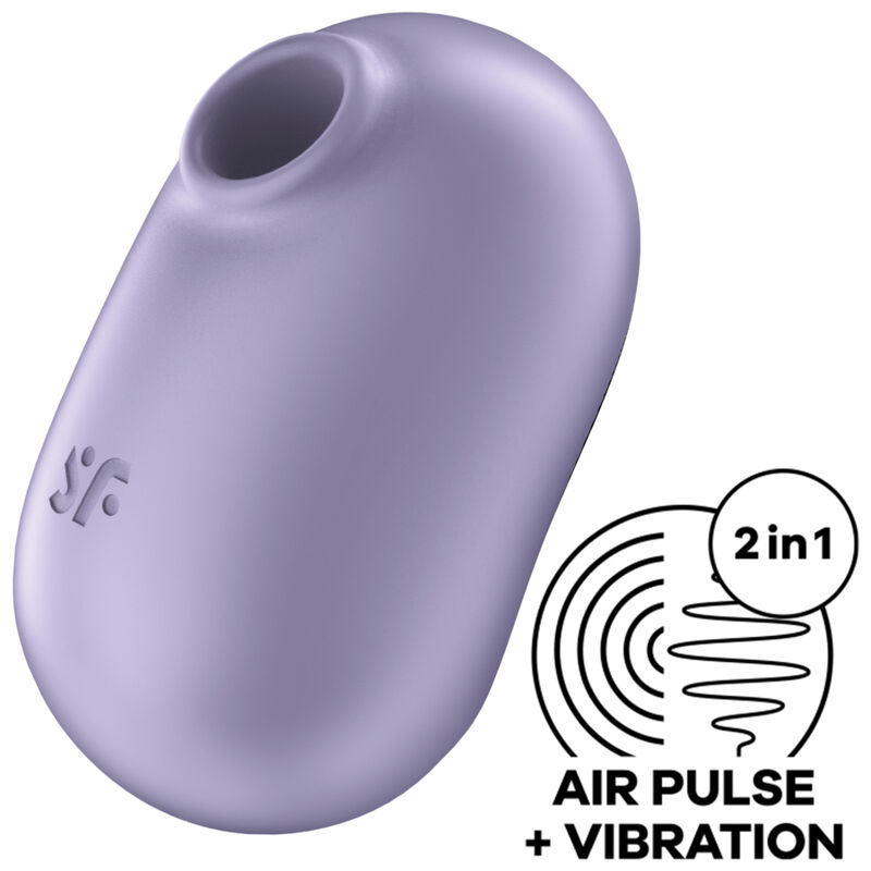 Imagen que nos facilita SATISFYER AIR PULSE de su producto erótico SATISFYER - PRO TO GO 2 ESTIMULADOR Y VIBRADOR DOBLE VIOLETA para nuestra categoría "JUGUETES BIENESTAR |Juguetes para Mujeres|Estimuladores|Succionadores sin vibración".