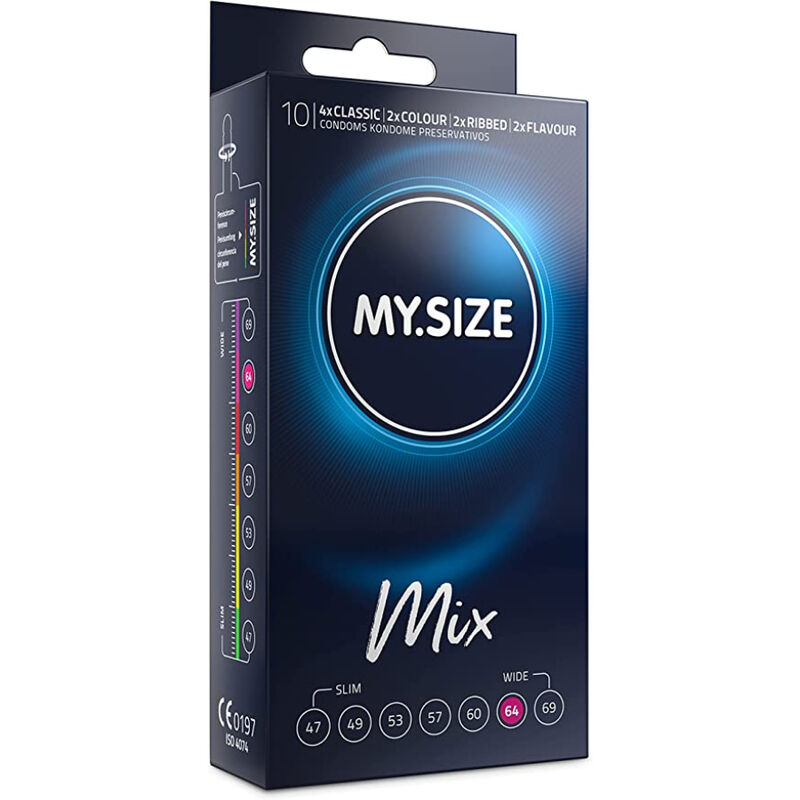 Imagen que nos facilita MY SIZE MIX de su producto erótico MY SIZE - MIX PRESERVATIVOS 64 MM 10 UNIDADES para nuestra categoría "PRESERVATIVOS |Todas las tallas|Tamaño XL (Grandes)".