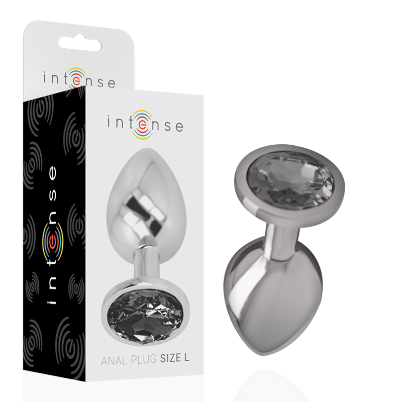 Imagen que nos facilita INTENSE ANAL TOYS de su producto erótico INTENSE - PLUG ANAL METAL ALUMINIO CON CRISTAL NEGRO TALLA L para nuestra categoría "JUGUETES BIENESTAR |Anal|Plugs Anales".