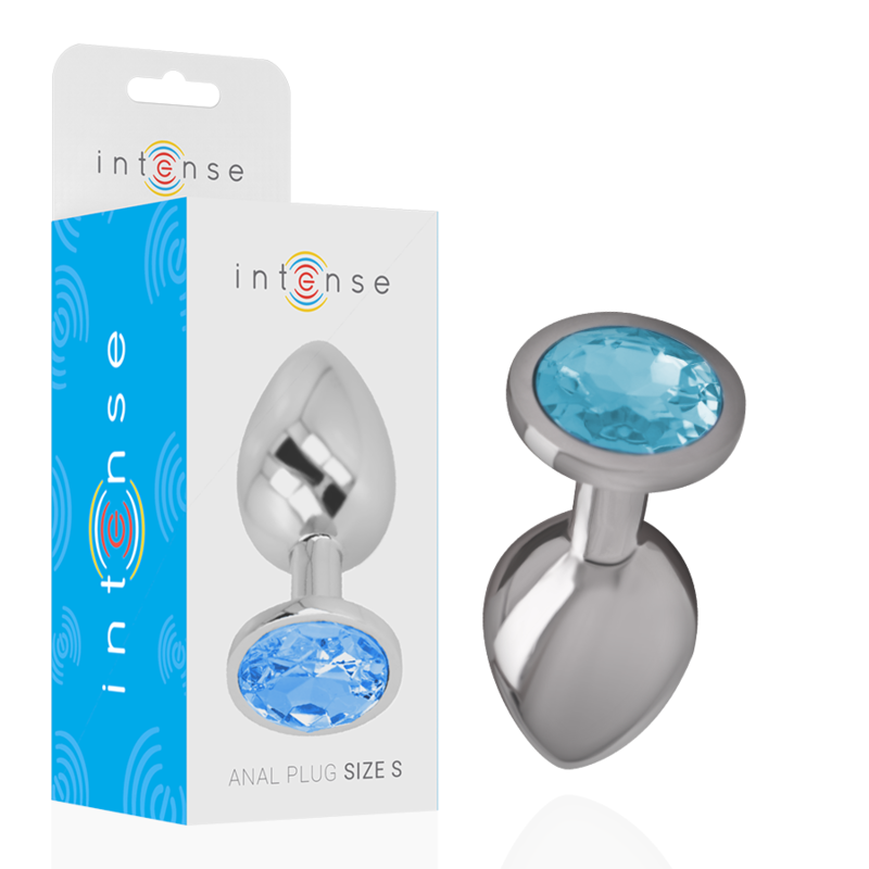 Imagen que nos facilita INTENSE ANAL TOYS de su producto erótico INTENSE - PLUG ANAL METAL ALUMINIO CON CRISTAL AZUL TALLA S para nuestra categoría "JUGUETES BIENESTAR |Anal|Plugs Anales".