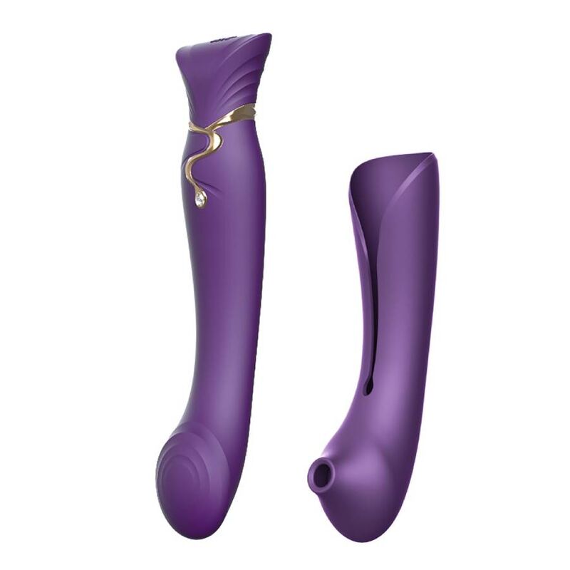 Imagen que nos facilita ZALO de su producto erótico ZALO - QUEEN SET PULSE WAVE CLIT STIM MORADO para nuestra categoría "JUGUETES BIENESTAR |Vibradores|Vibradores HI-TECH".