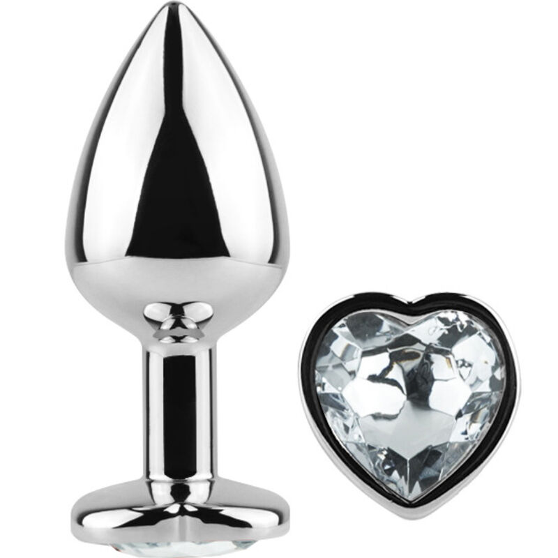 Imagen que nos facilita SECRETPLAY TOYS de su producto erótico SECRETPLAY - METAL BUTT PLUG CORAZÓN TRANSPARENTE TALLA S 7 CM para nuestra categoría "JUGUETES BIENESTAR |Anal|Plugs Anales".